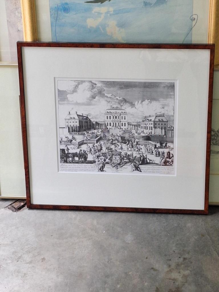 Schilderij zwarte tekening van kasteel met lijst, Ophalen of Verzenden