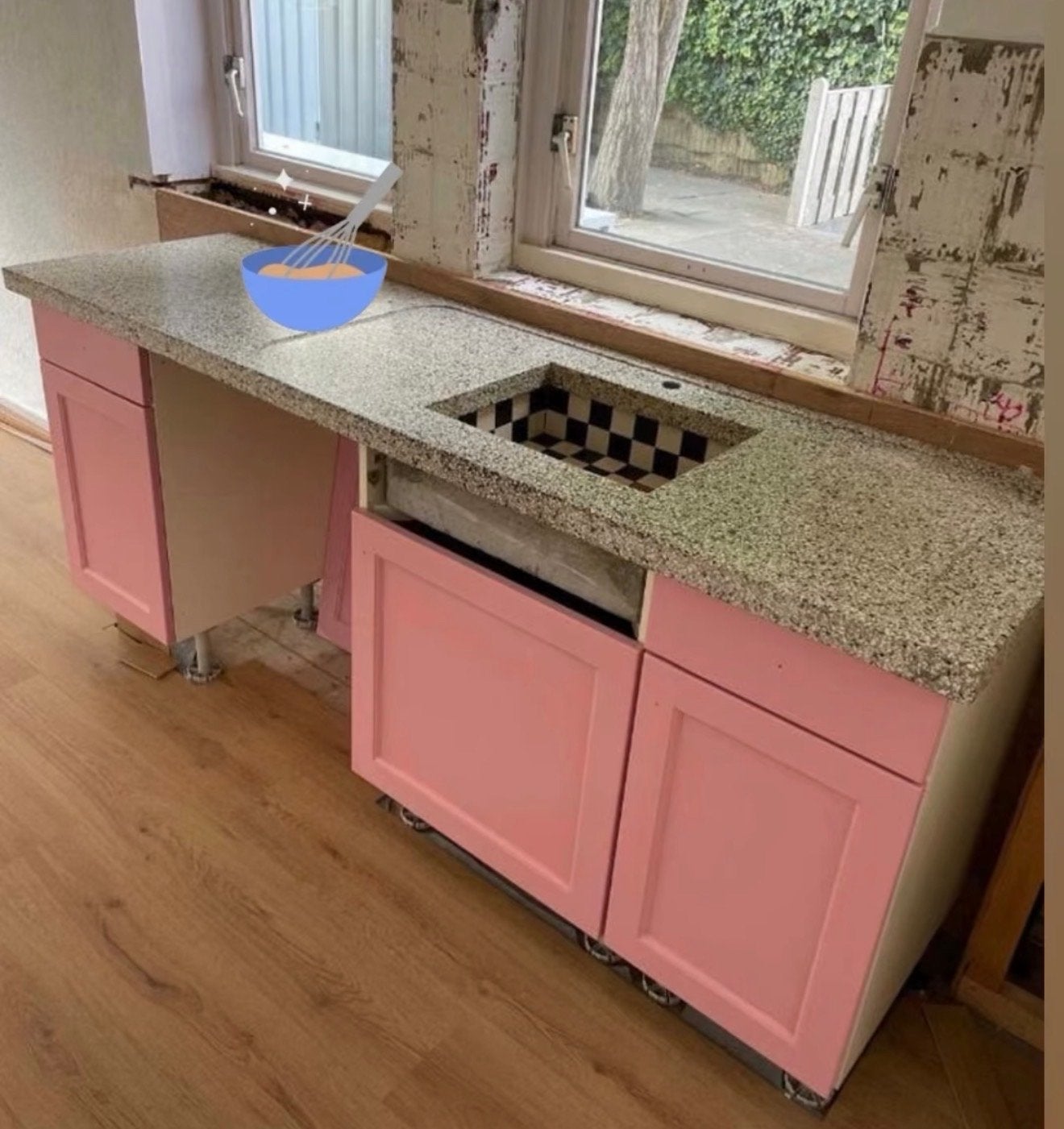 Graniet aanrechtblad gezocht!, Huis en Inrichting, Keuken | Keukenelementen, Gebruikt, Ophalen of Verzenden, 200 cm of meer, Grijs