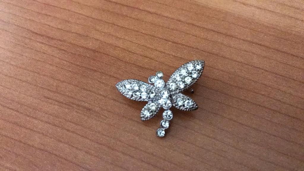 Elegante Libelle Broche met Strass Steentjes, Overige materialen, 4 tot 7 cm, Ophalen of Verzenden, Zo goed als nieuw