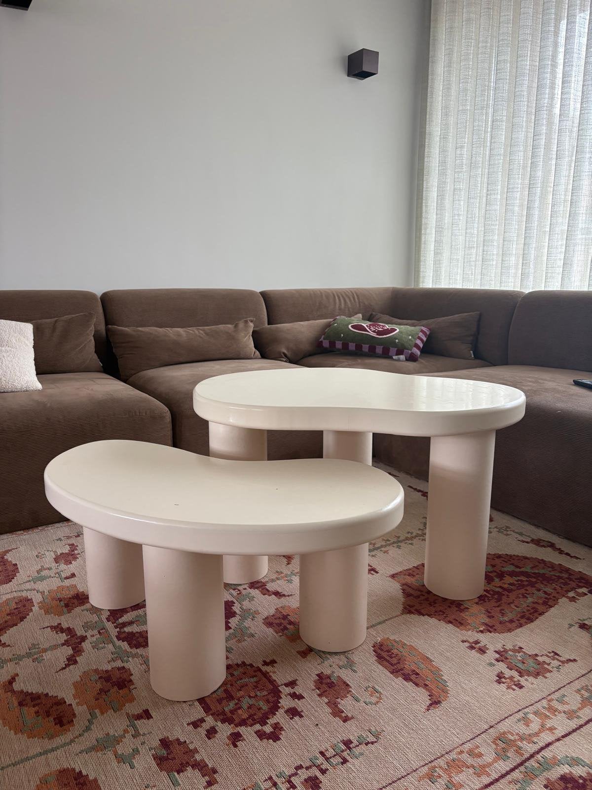 Salontafel set organisch wit, Huis en Inrichting, Tafels | Salontafels, Ophalen, Zo goed als nieuw, Rond, 50 tot 100 cm