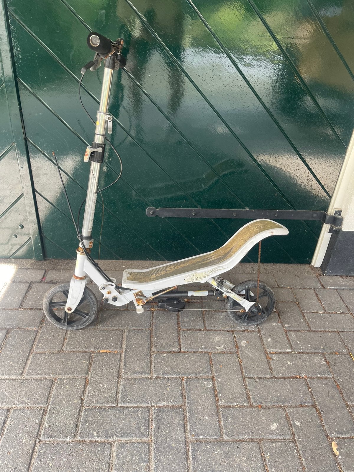 Stoere Swing Scooter /step met handrem & vering – rijdt goed, Ophalen of Verzenden, Gebruikt, Overige typen