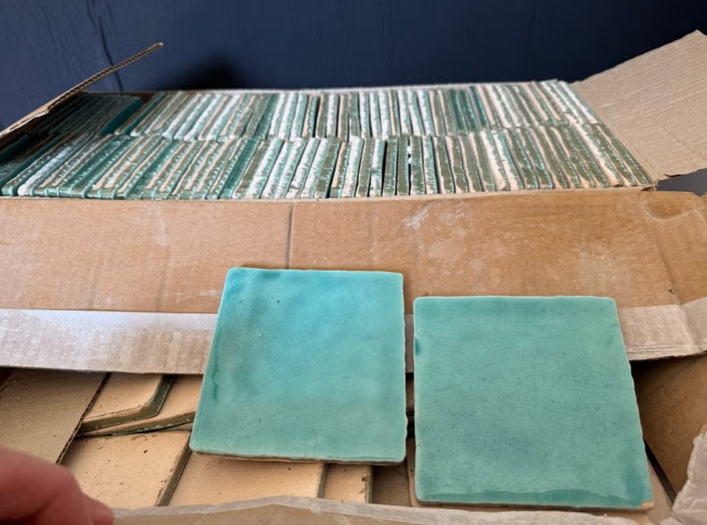 72 Azulejos Verde Azulado tegels 10x10 cm, Doe-het-zelf en Verbouw, Tegels, Nieuw, Minder dan 20 cm, Minder dan 5 m², Wandtegels