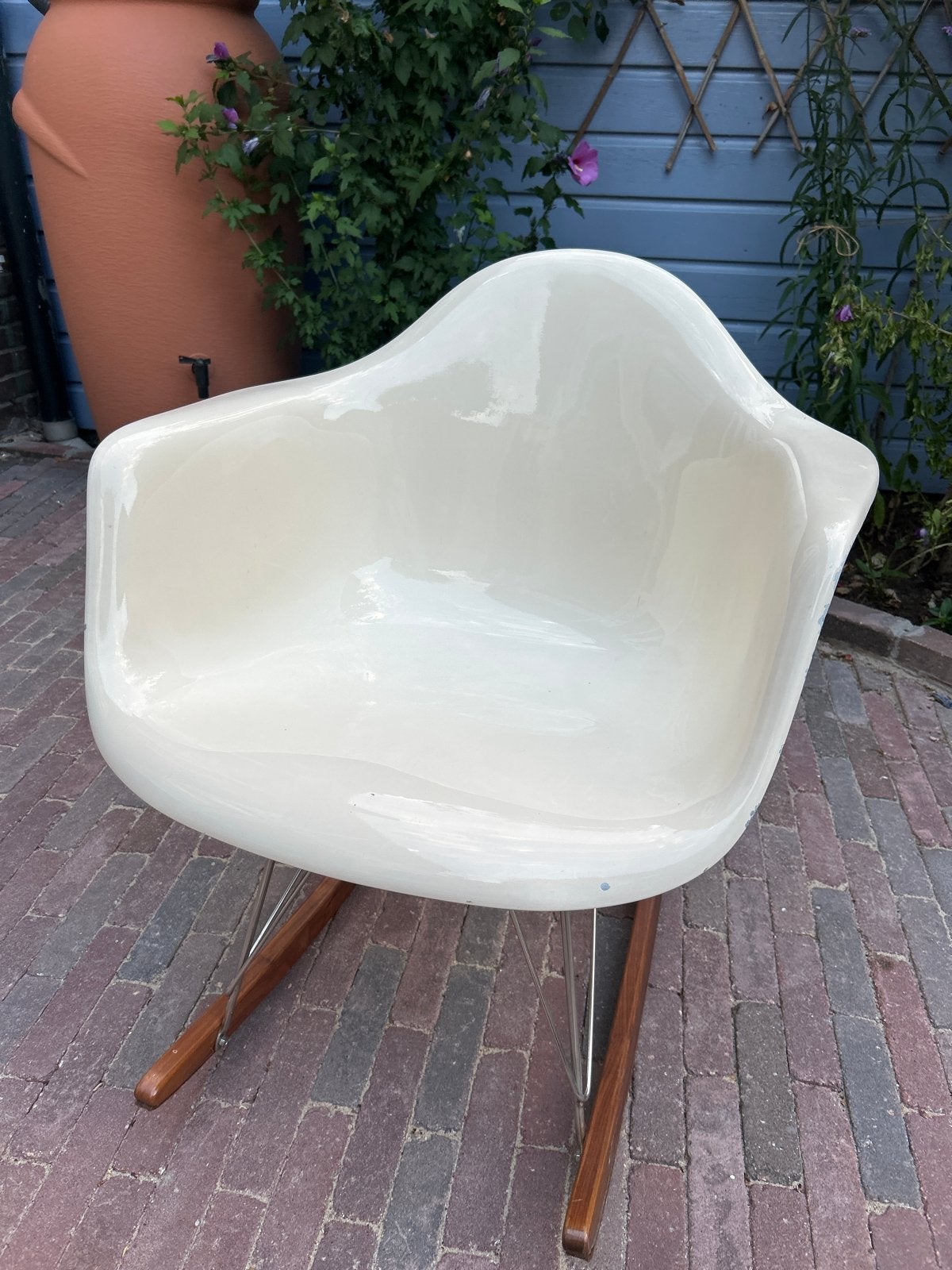 Vintage Eames RAR Schommelstoel - Crème Wit, Ophalen