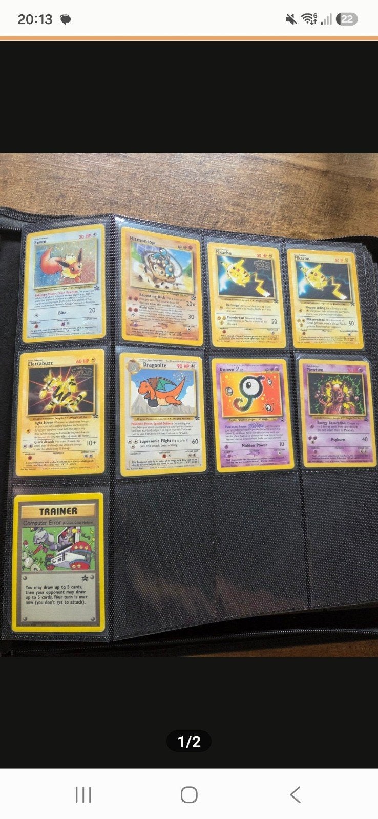 Pokémon kaarten collectie: Eevee, Pikachu, Dragonite, Unown, Ophalen of Verzenden, Gebruikt, Meerdere kaarten