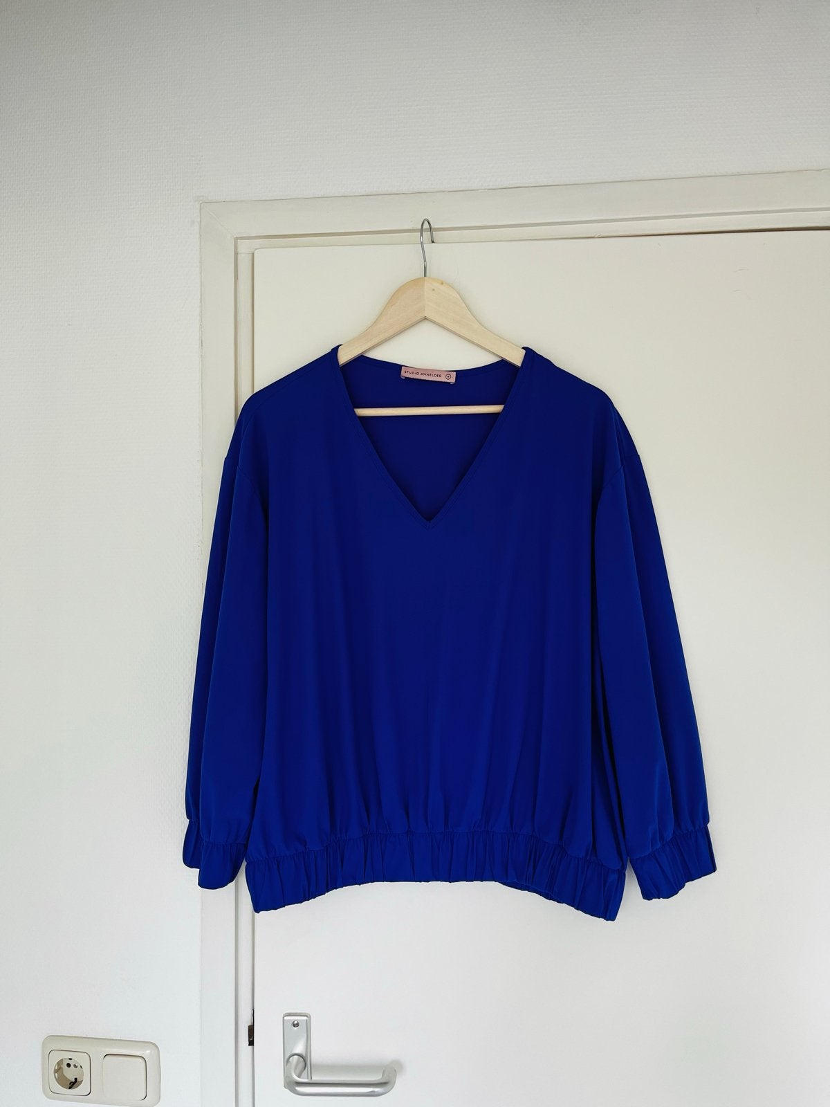 Studio Anneloes, paarse tuniek/blouse, travelstof, maat M, Ophalen of Verzenden, Zo goed als nieuw, Maat 38/40 (M), Paars