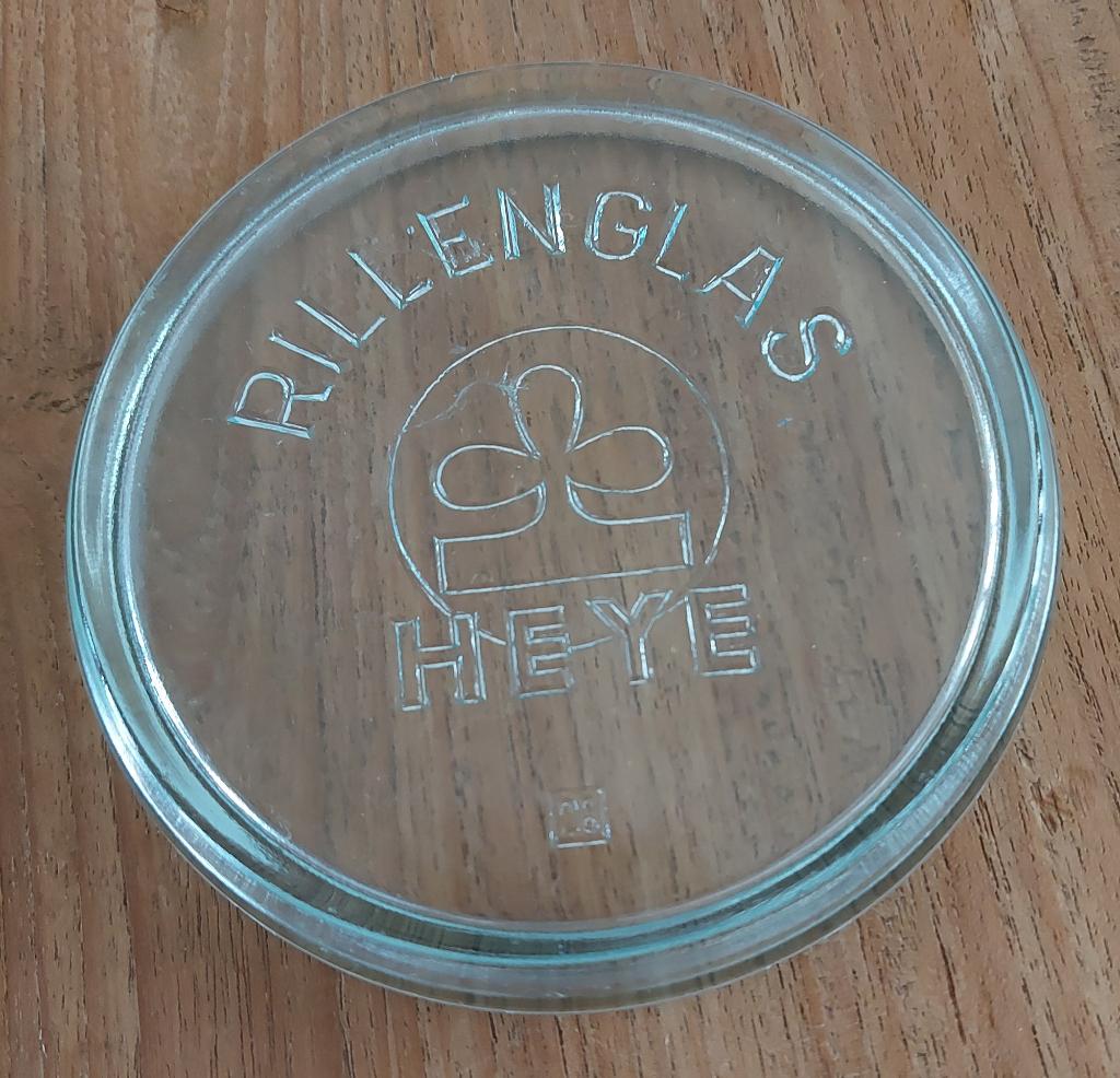 Nostalgische glasdeksel van Rillenglas Heye, Overige typen, Ophalen of Verzenden, Zo goed als nieuw, Glas