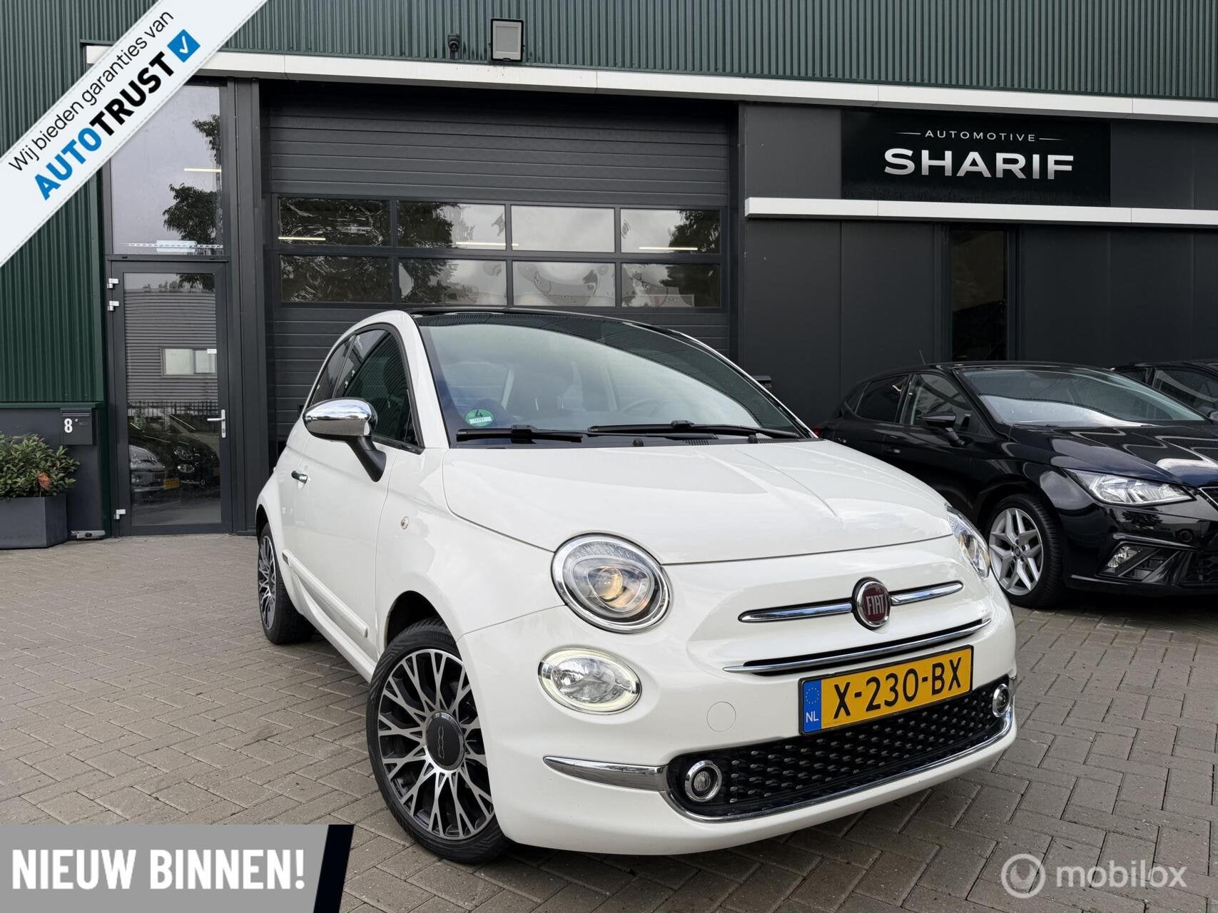 Fiat 500 1.0 Hybrid Launch Edition CarPlay|Pano|Leder|Navi|, Auto's, Euro 6, 4 stoelen, Wit, Leder