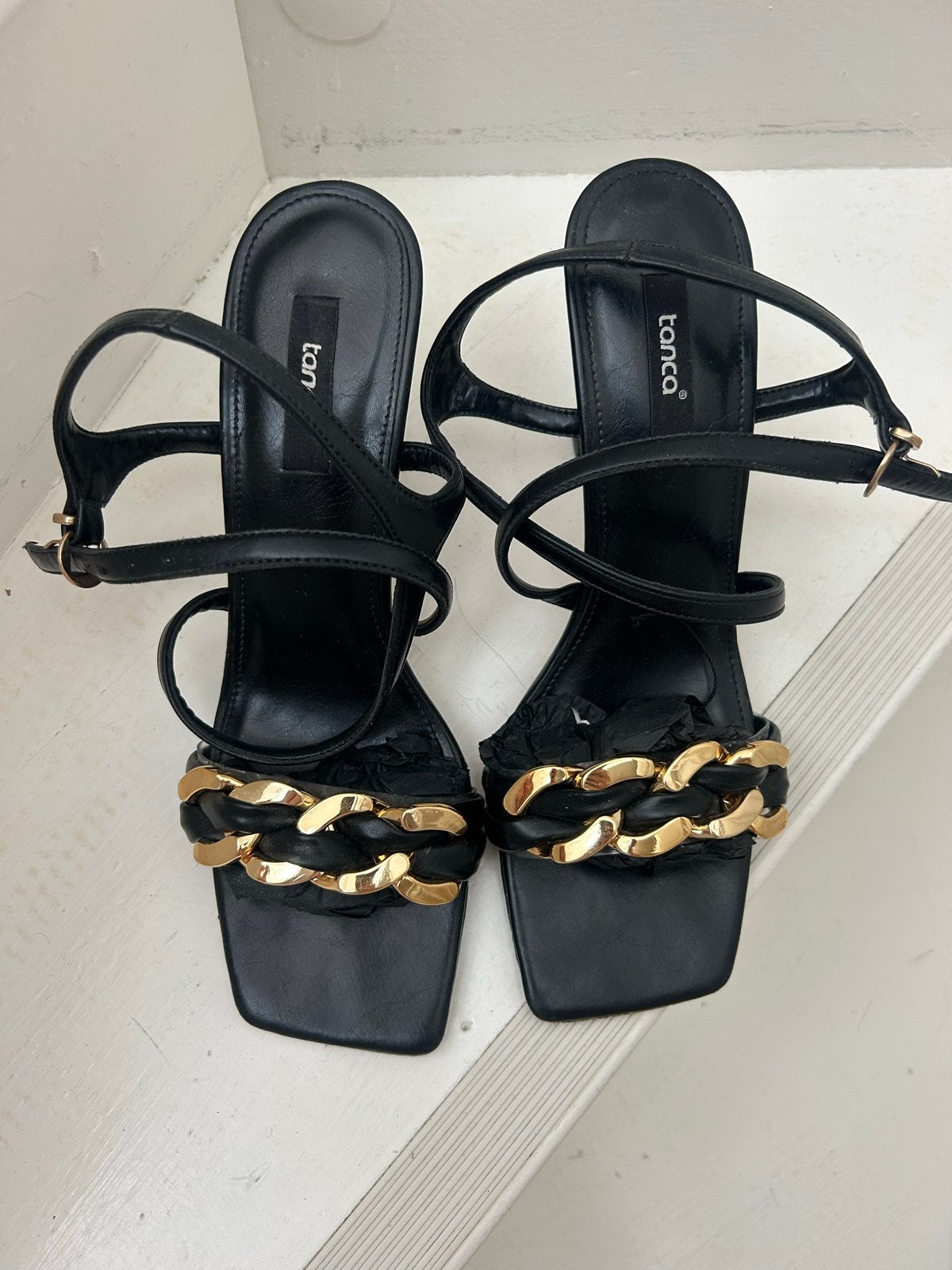 Kemal Tanca Leren Sandalen met Hak 9cm, Ophalen of Verzenden, Gedragen, Zwart, Sandalen of Muiltjes