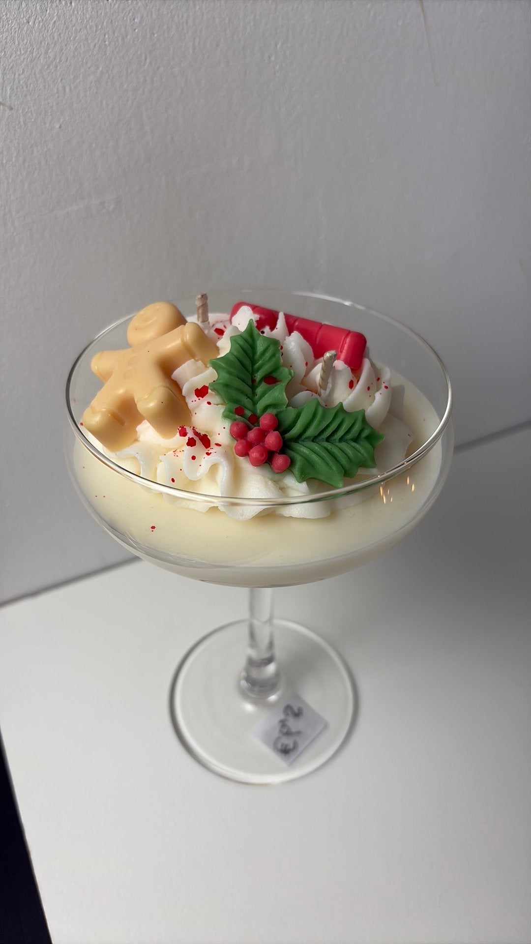 Kerst kaars in cocktail glas, Ophalen of Verzenden, Zo goed als nieuw, Glas, Kaars