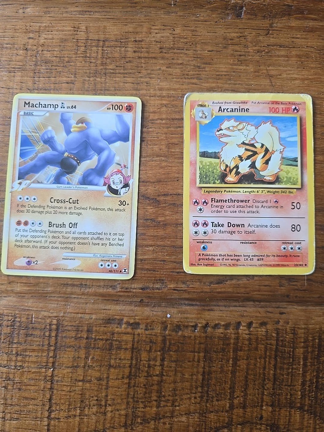 Pokémon Machamp GL 46/111 & Arcanine 23/102 Base Set Vintage, Ophalen of Verzenden, Gelezen