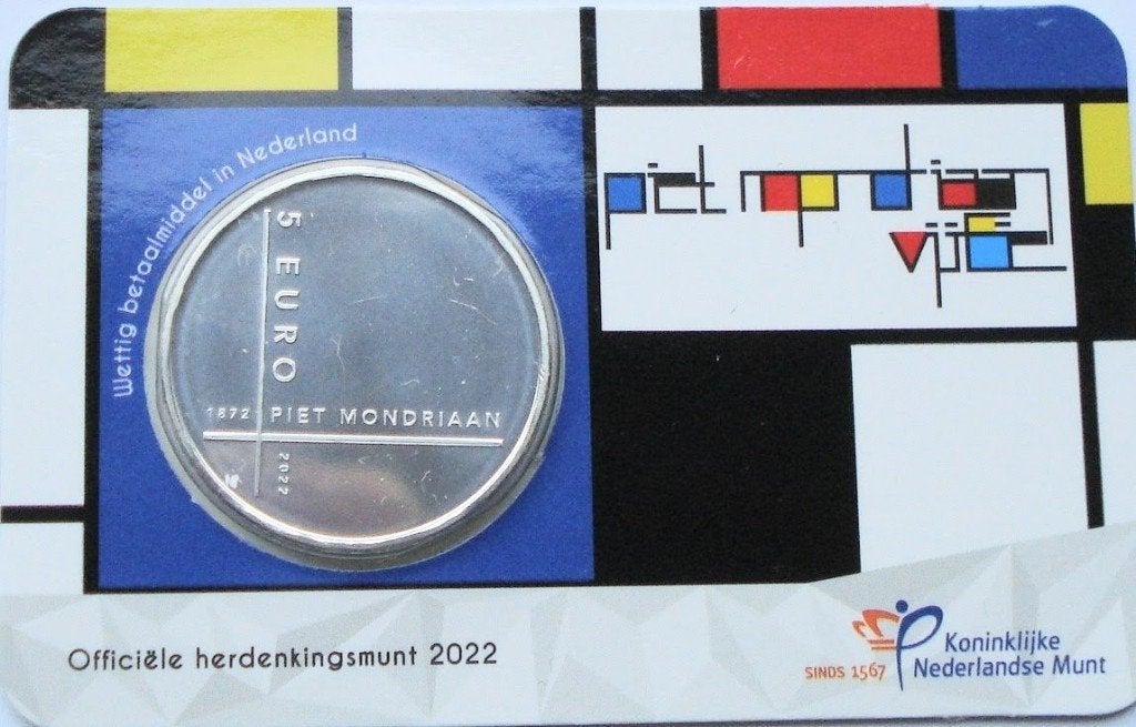 Nederland 5 euro 2022 (coincard, UNC, Piet Mondriaan), Ophalen of Verzenden, Koningin Beatrix, Euro's