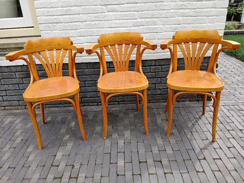 3 thonet style / bistro stoelen, Huis en Inrichting, Stoelen, Ophalen, Gebruikt, Thonet, Hout