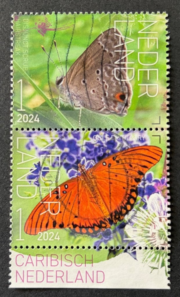 Postzegels duo vlinders Nederland 2024 Bonaire, Ophalen of Verzenden, Na 1940
