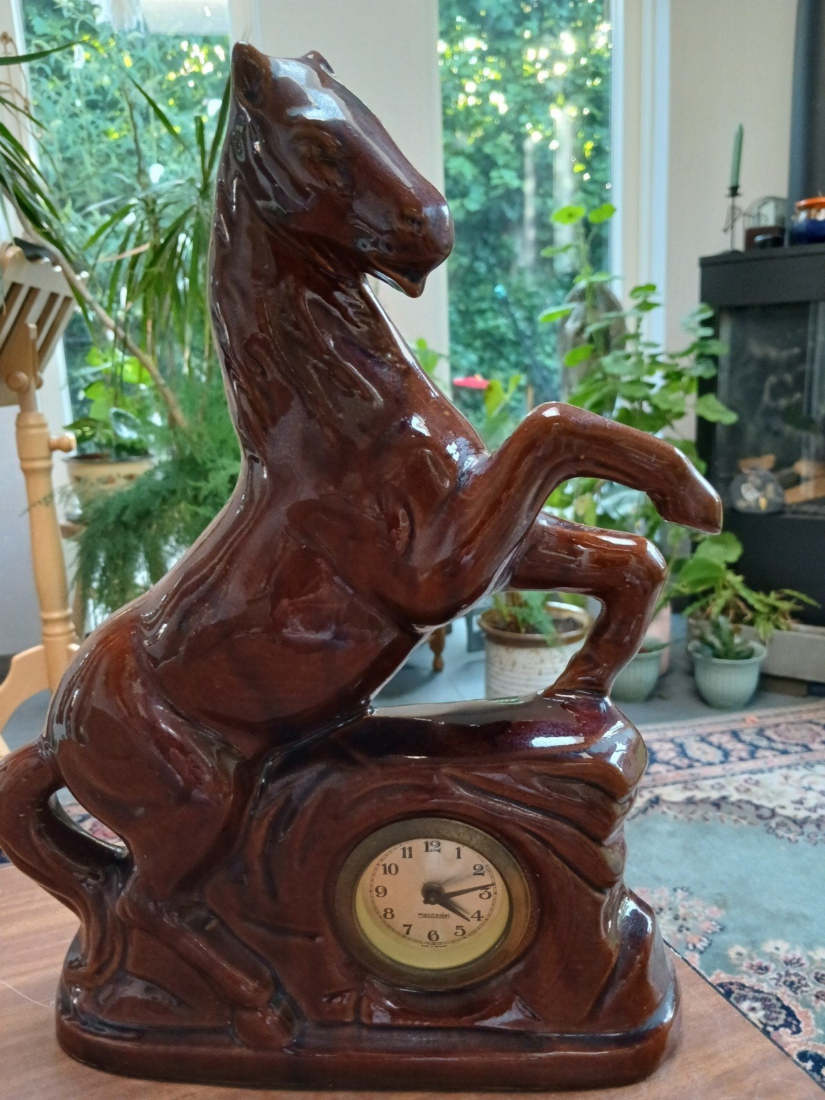 Antieke paardenklok Mercedes, keramiek, Ophalen of Verzenden