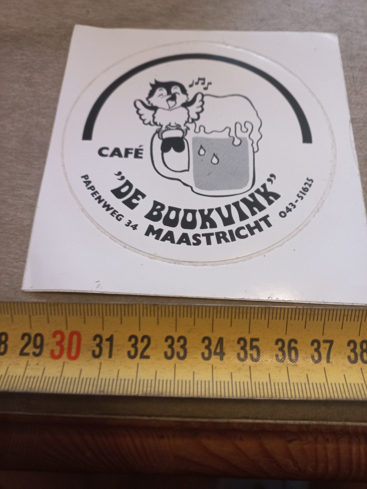 Vintage sticker Café "De Bookvink" Maastricht, Ophalen of Verzenden