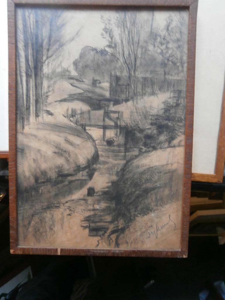 Mooie Ingel Potloodtekening v/e Slingerend paadjeDIJKWEL, Ophalen