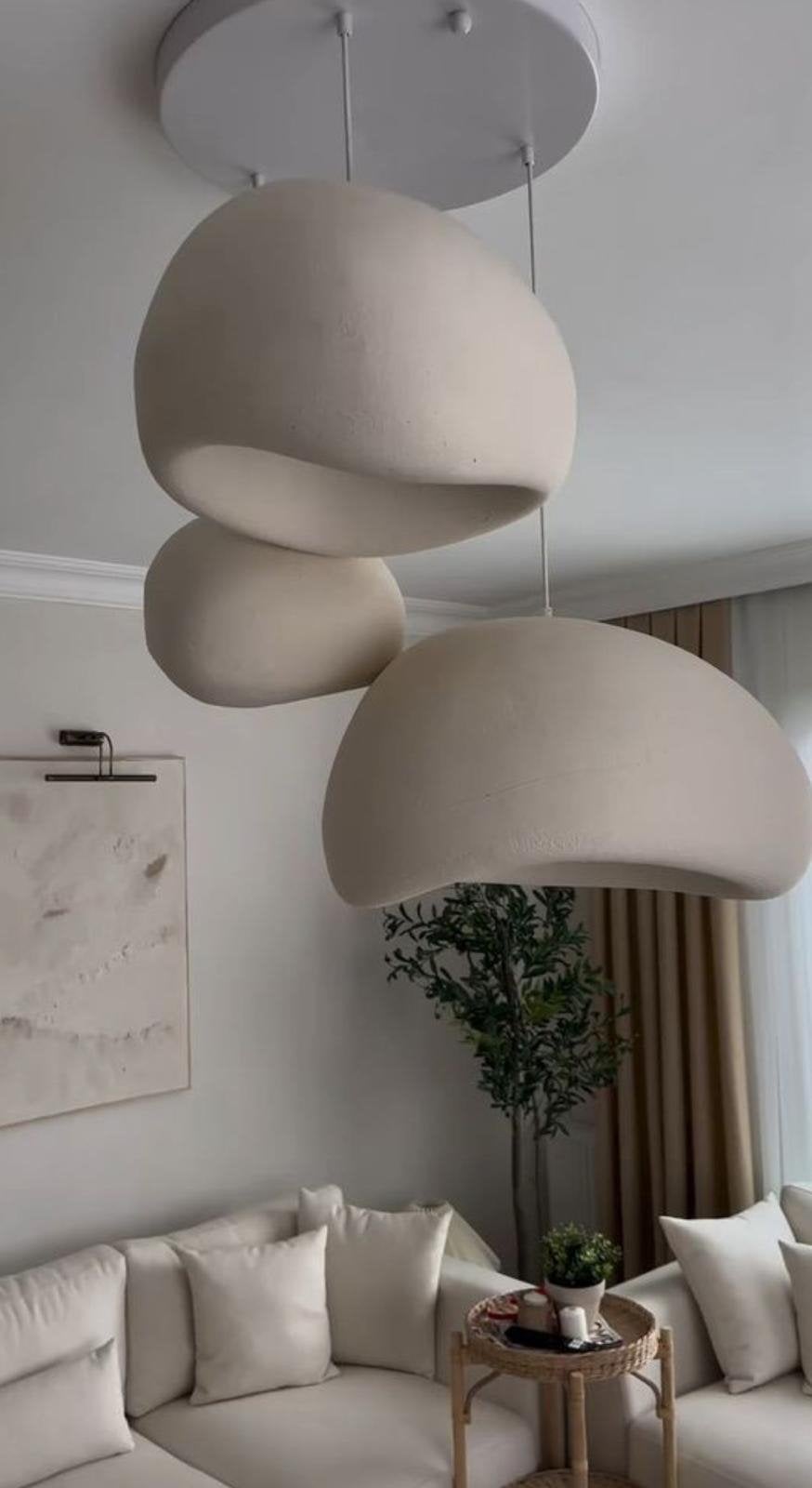 Moderne Japandi Hanglamp - Organische Vormen, Ophalen of Verzenden, Nieuw, Overige materialen, E27 (groot)