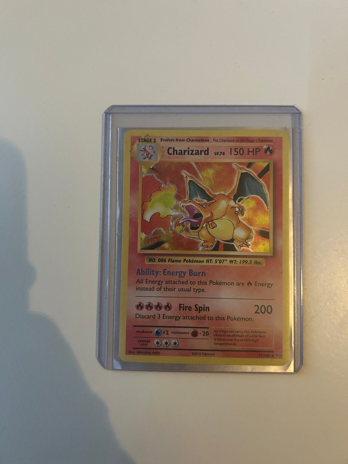 Charizard 11/108 Holo 2016 Pokémon kaart, Ophalen of Verzenden, Zo goed als nieuw, Losse kaart, Foil
