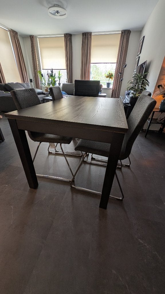 Eettafel donkerbruin, 130x80 cm, Ophalen, Gebruikt, 100 tot 150 cm, 50 tot 100 cm
