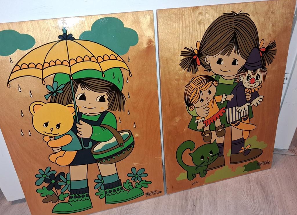 Vintage Jaklien houten wanddecoratie (2 stuks), Verzenden