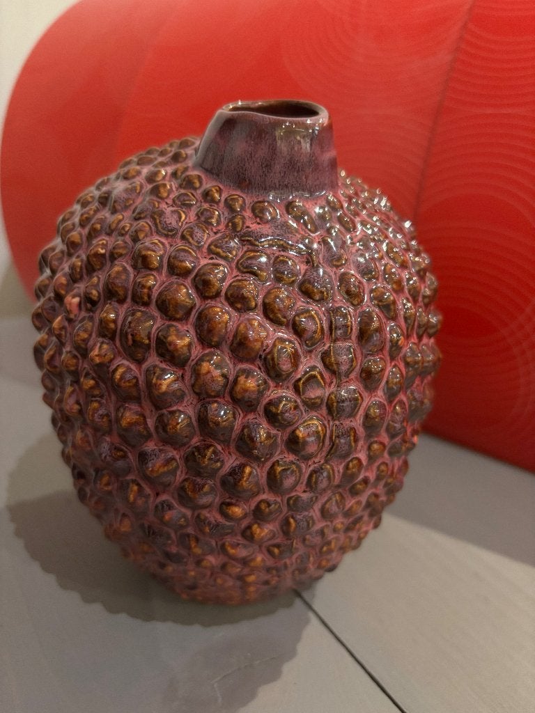 Originele decoratieve Lychee vaas van Des Pots (18 x 15 cm), Huis en Inrichting, Bruin, Ophalen of Verzenden, Zo goed als nieuw