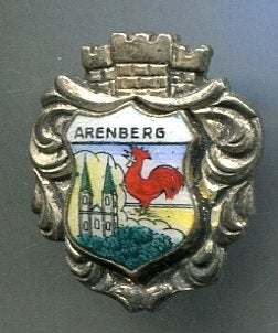 Arenberg email op zilverkleurig wapen speldje ( U_134), Verzenden, Zo goed als nieuw, Stad of Land, Speldje of Pin