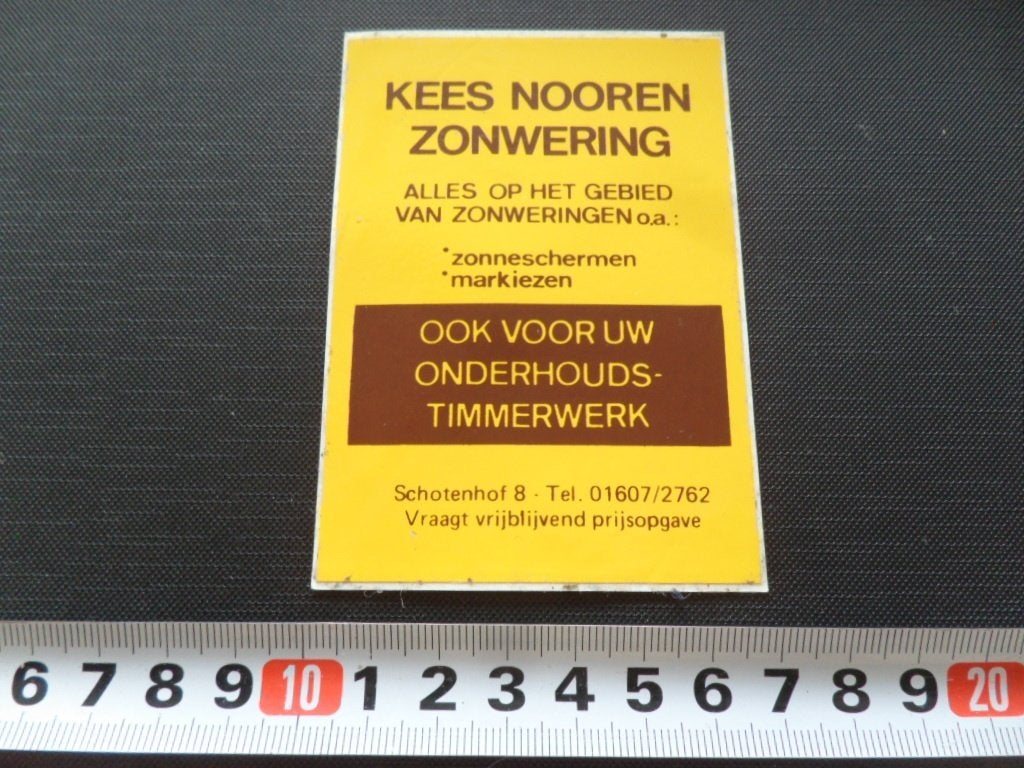 sticker Prinsenbeek KEES NOOREN zonwering Schotenhof 8, Verzamelen, Ophalen, Zo goed als nieuw