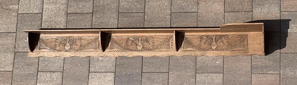 prachtige decorative, sierlijke wandplank met houtsnijwerk, Ophalen, Overige stijlen, Hout, Bruin