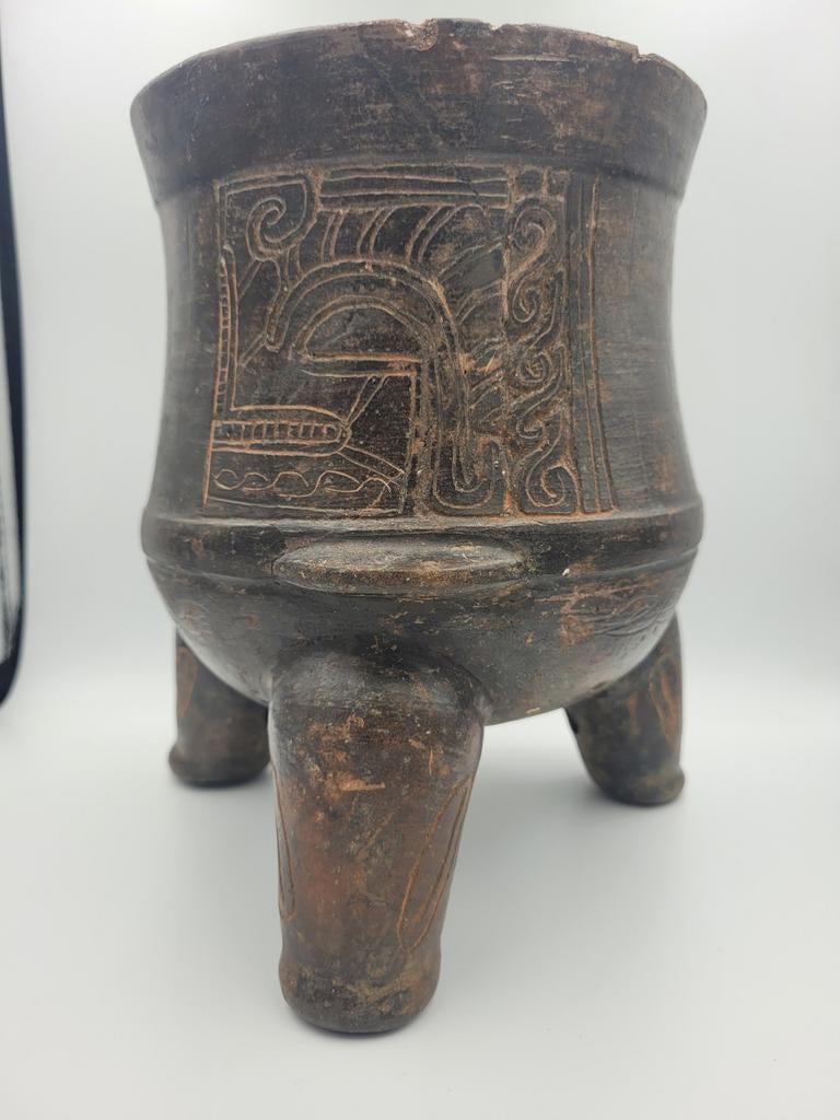 Pre-Columbian Maya rattle leg tripod !! topstuk !, Antiek en Kunst, Kunst | Niet-Westerse kunst, Ophalen