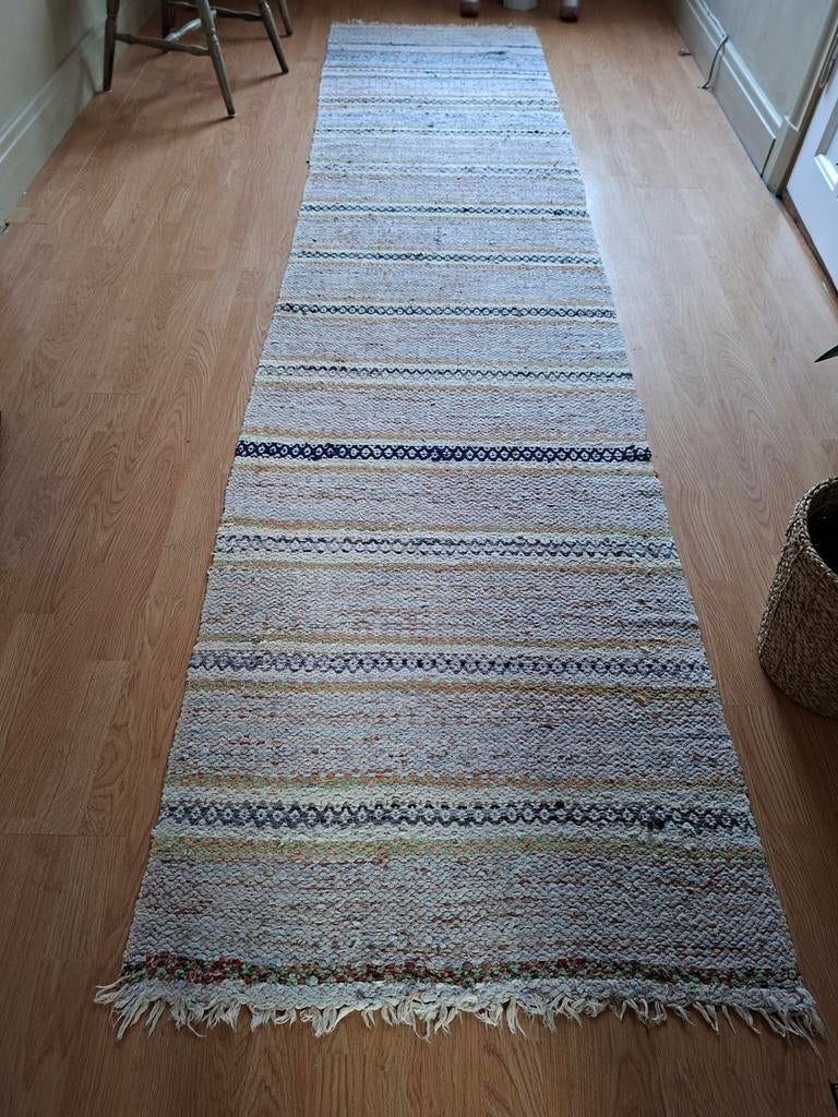 Vintage Zweeds voddenkleed 80x340 cm, Gebruikt, 200 cm of meer, 50 tot 100 cm, Vintage, Zweeds, Scandinavisch