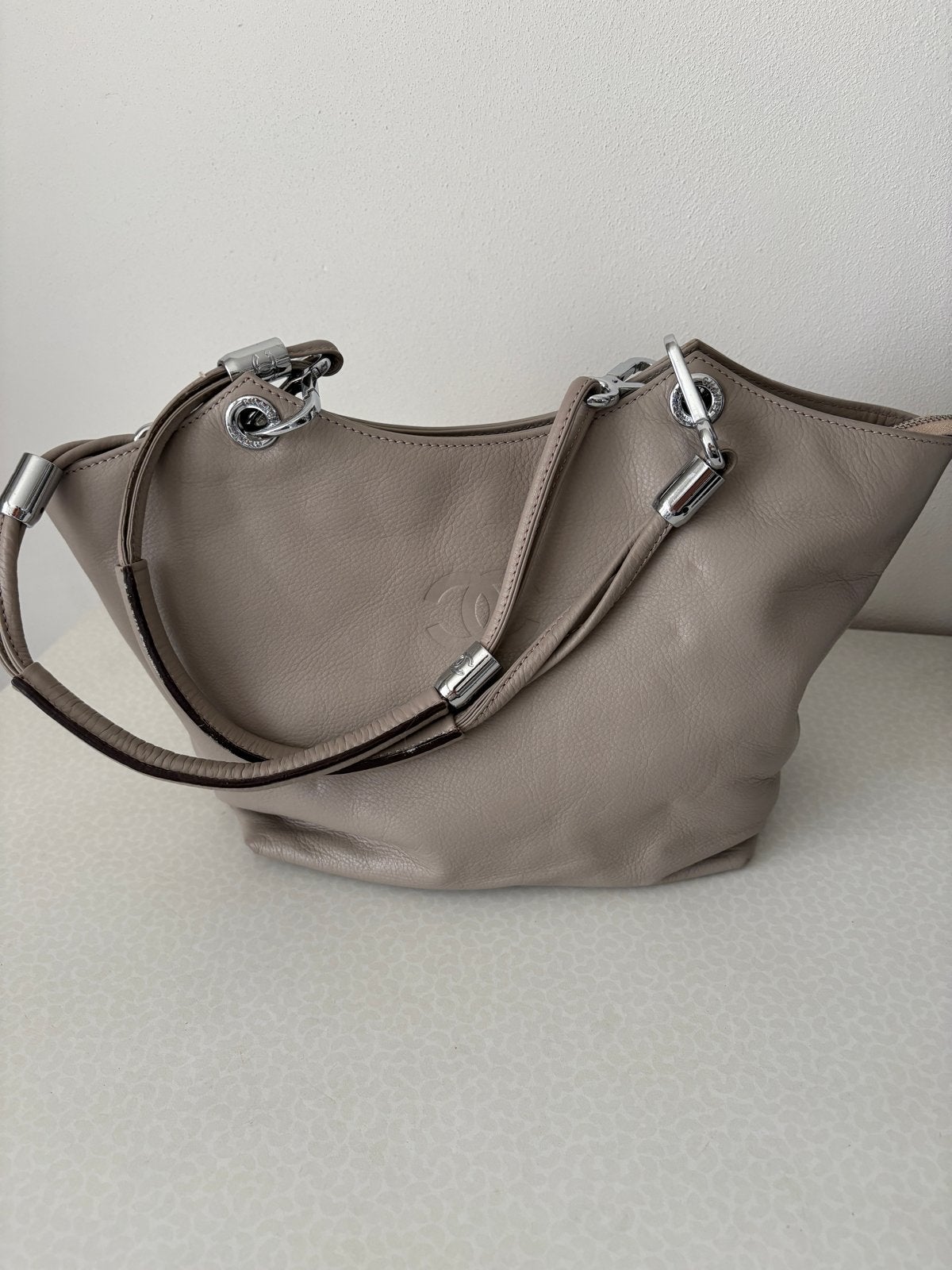 Zachte beige leren tas, Ophalen of Verzenden, Gebruikt, Beige, Handtas