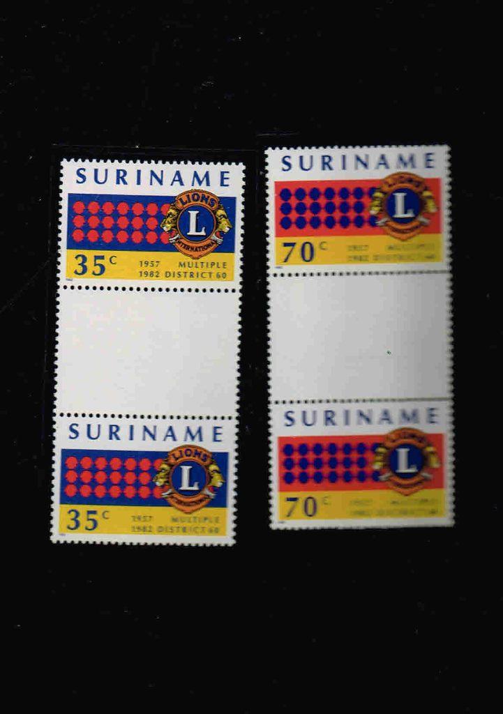 Suriname 1982 Lions Club Brugpaar 296/97BP/s 68, Verzenden, Postfris