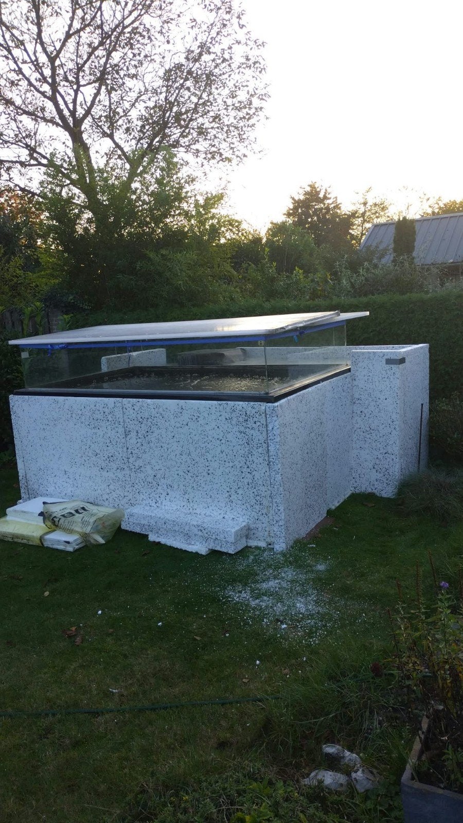 kunststof vijverbak met glazen opzetrand, Tuin en Terras, Ophalen, Gebruikt