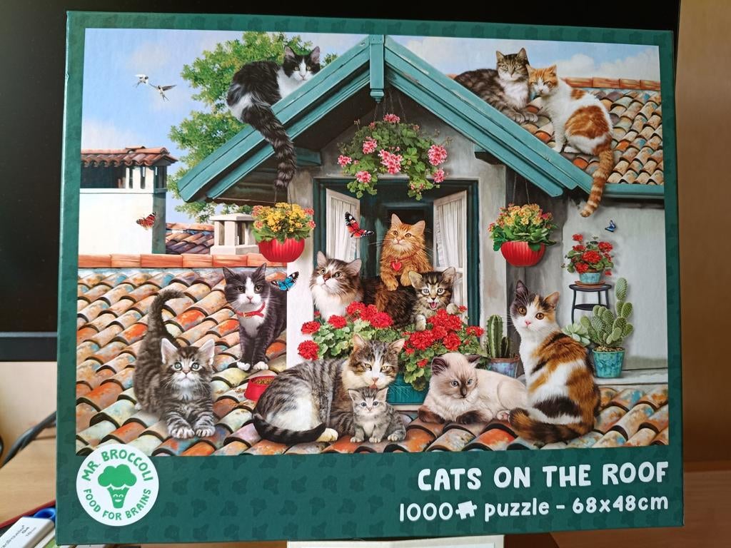 Legpuzzel cats on the roof 1000 stukjes, Ophalen of Verzenden, 500 t/m 1500 stukjes, Zo goed als nieuw