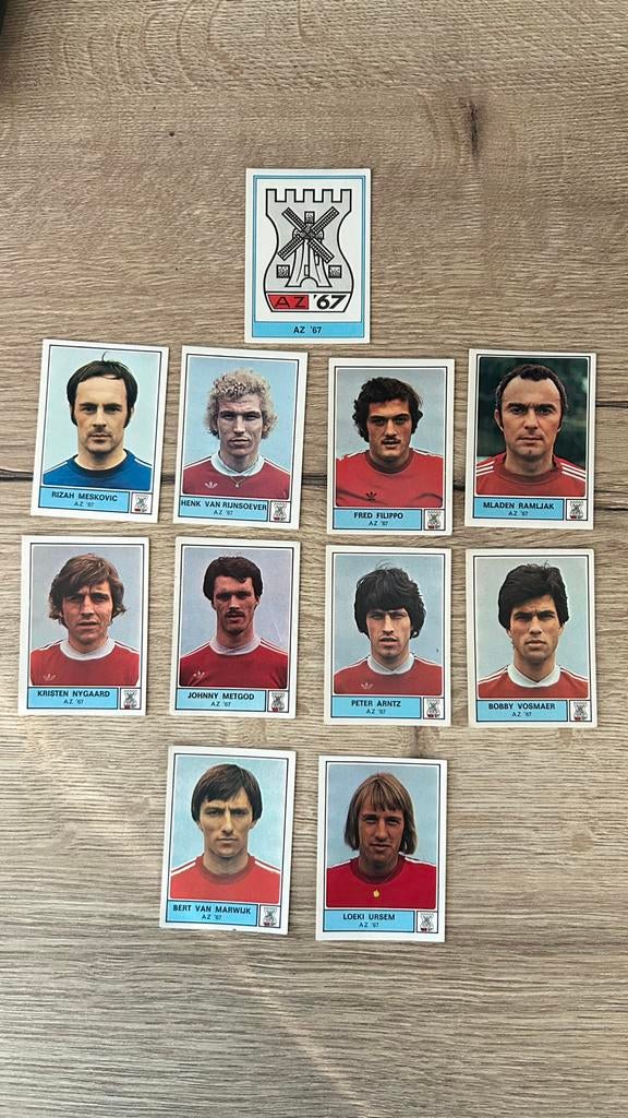 Panini Voetbal 78 AZ’67 plaatjes 11x, Verzenden, Zo goed als nieuw, Meerdere plaatjes
