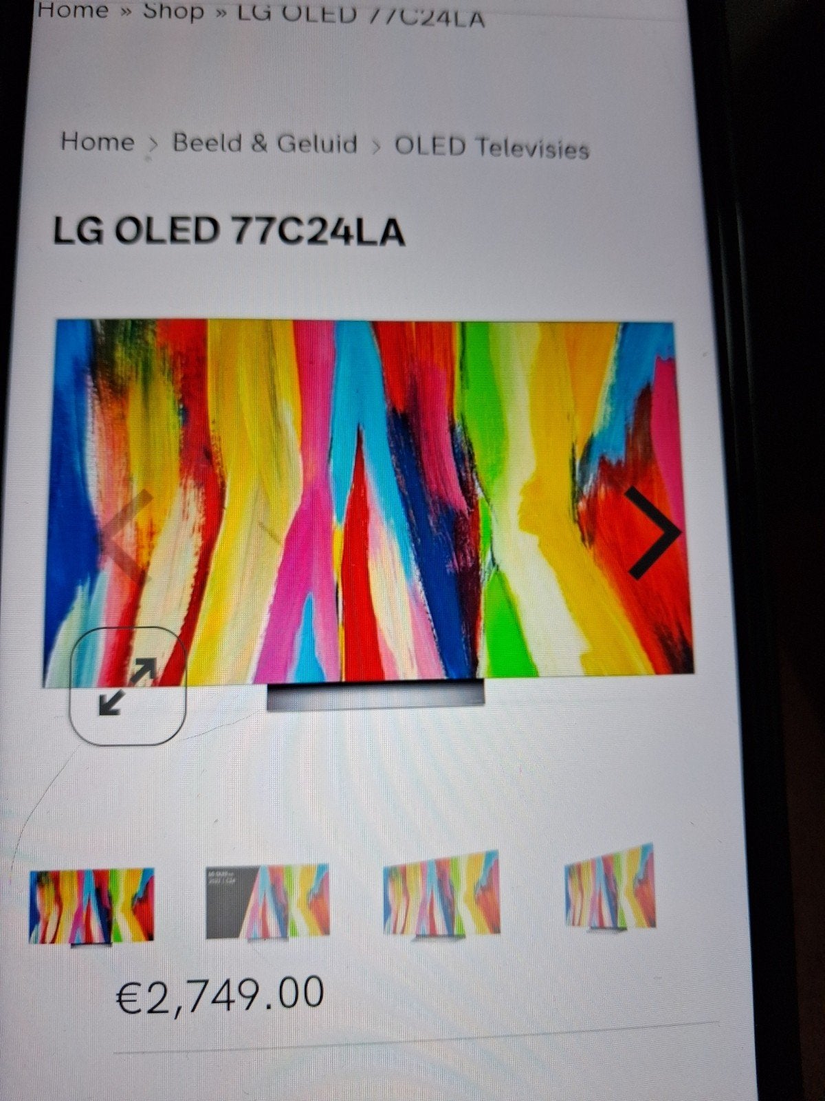 LG OLED77C24LA 77 inch 4K OLED Smart TV, Ophalen, Nieuw, OLED, 100 cm of meer