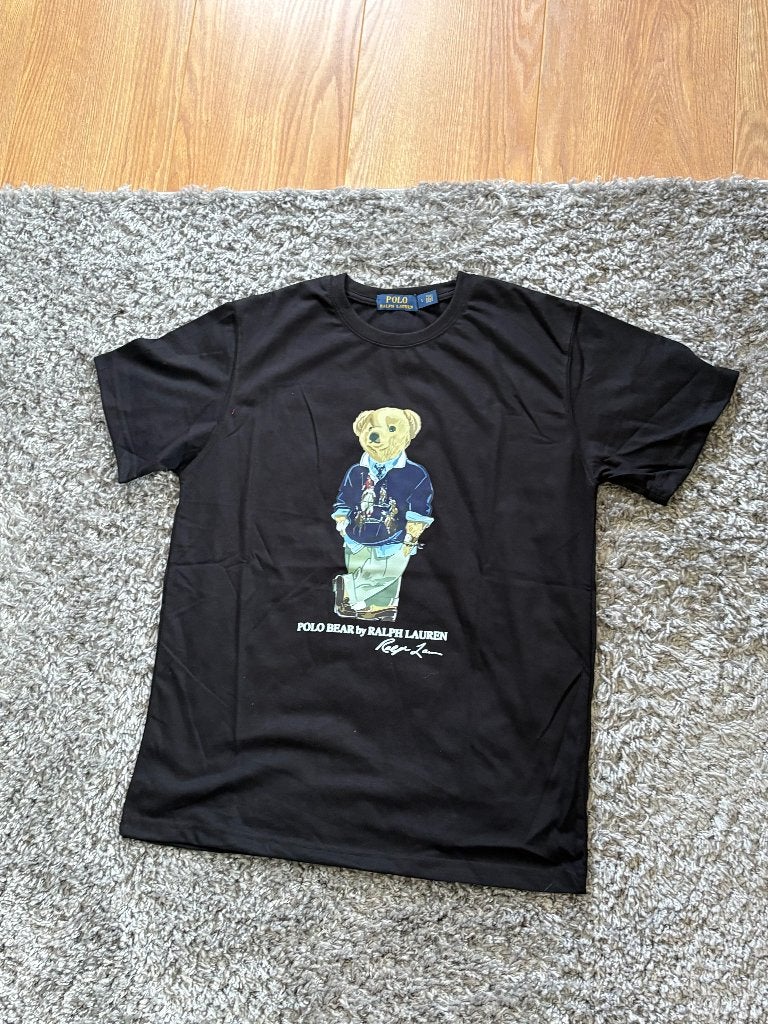 Ralph Lauren T-Shirt Zwart met Beer Frontprint in Maat L, Maat 52/54 (L), Zwart, Ophalen of Verzenden, Zo goed als nieuw