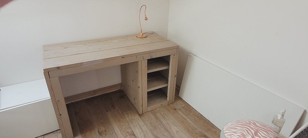 Bureau van steigerhout, Ophalen, Opbergruimte, Gebruikt, Hout