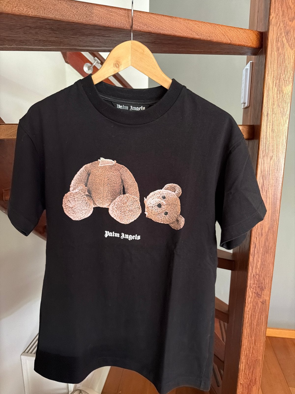 Palm Angels T-shirt broken bear print - Maat M - original, Ophalen of Verzenden, Zo goed als nieuw, Maat 48/50 (M), Zwart