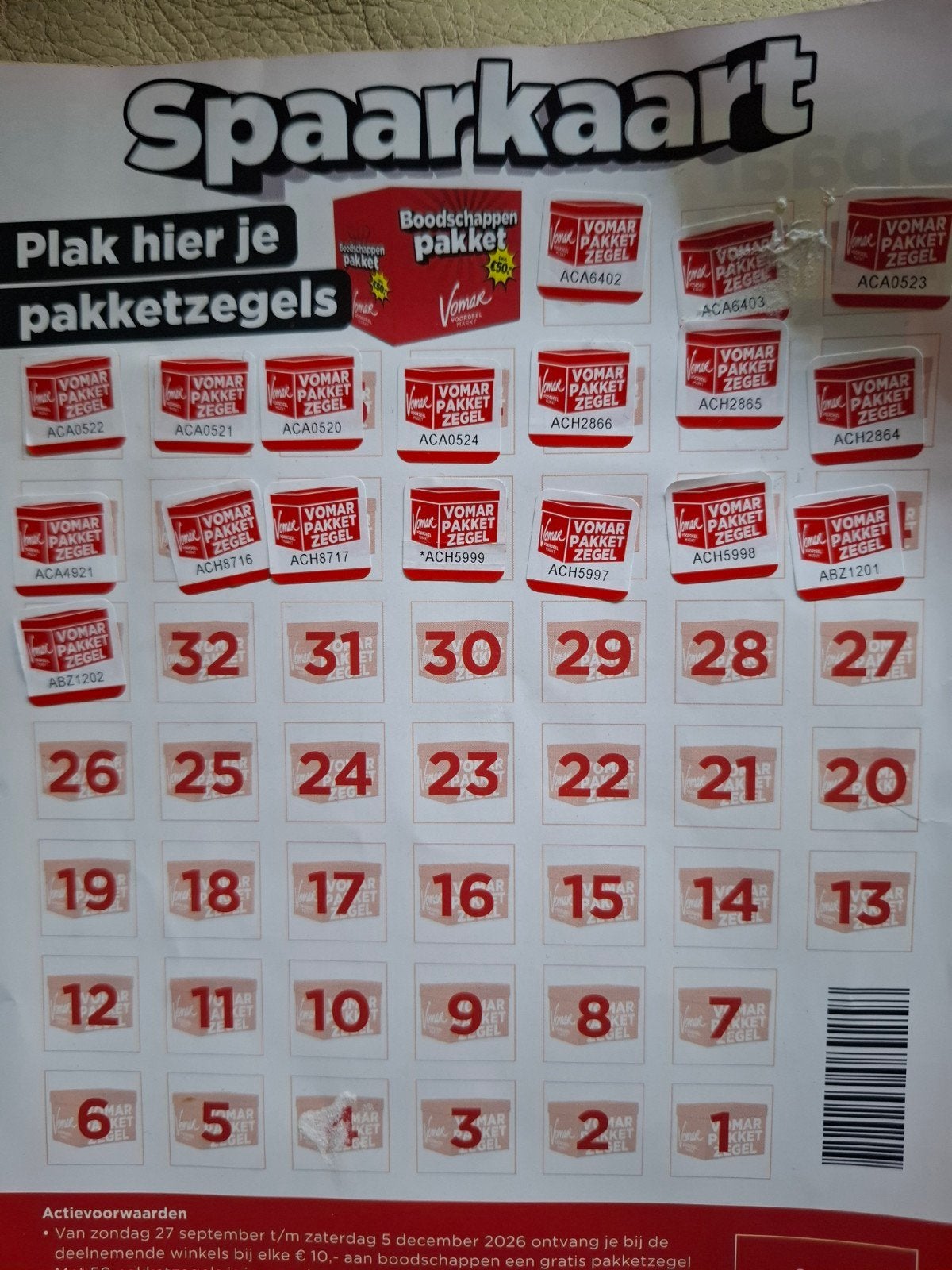 gezocht: gratis pakketzegels van de vomar, Ophalen of Verzenden, Winkel, Super of Benzinepomp, Zegels, Bonnen of Punten