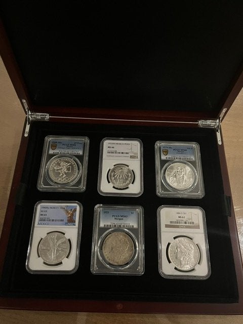 SPOED!! Partij van 6 NGC/PCGS slabbs uit Amerika/Mexico, Postzegels en Munten, Munten en Bankbiljetten | Verzamelingen, Ophalen of Verzenden