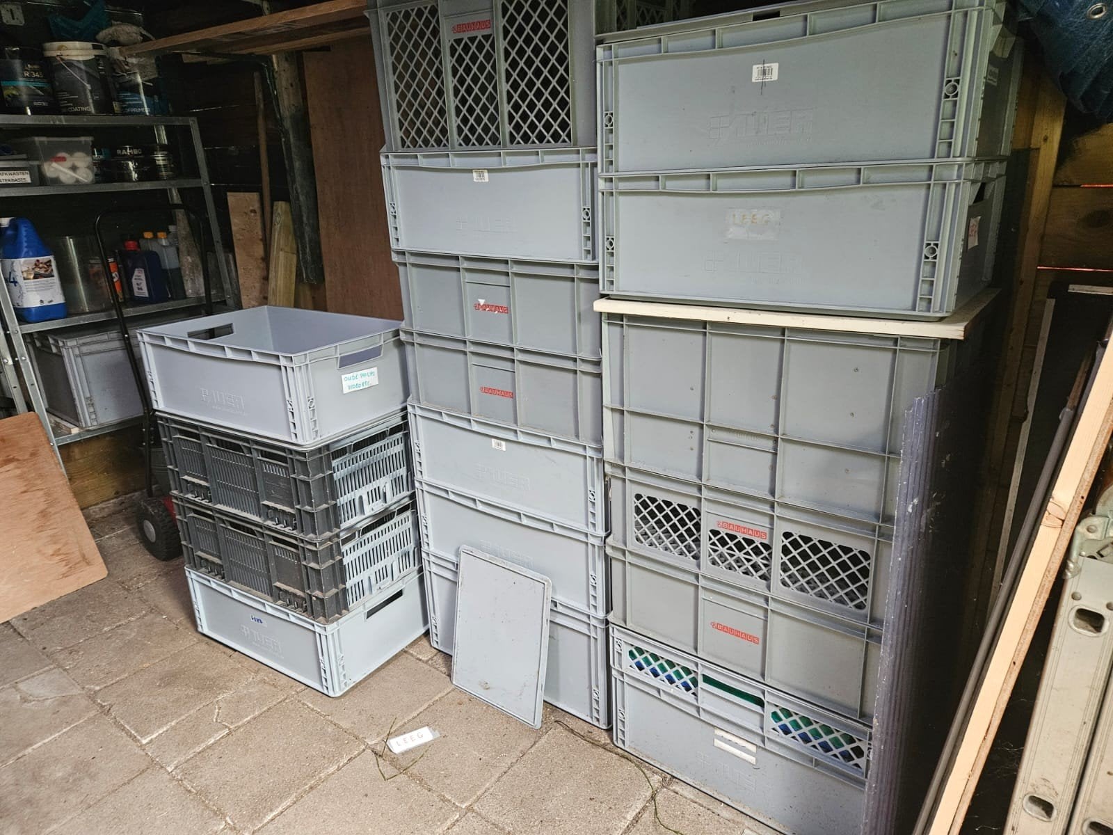 17 diverse stapelbare opslagkratten en bakken, Ophalen, Gebruikt, 40 tot 60 cm, 50 tot 75 cm