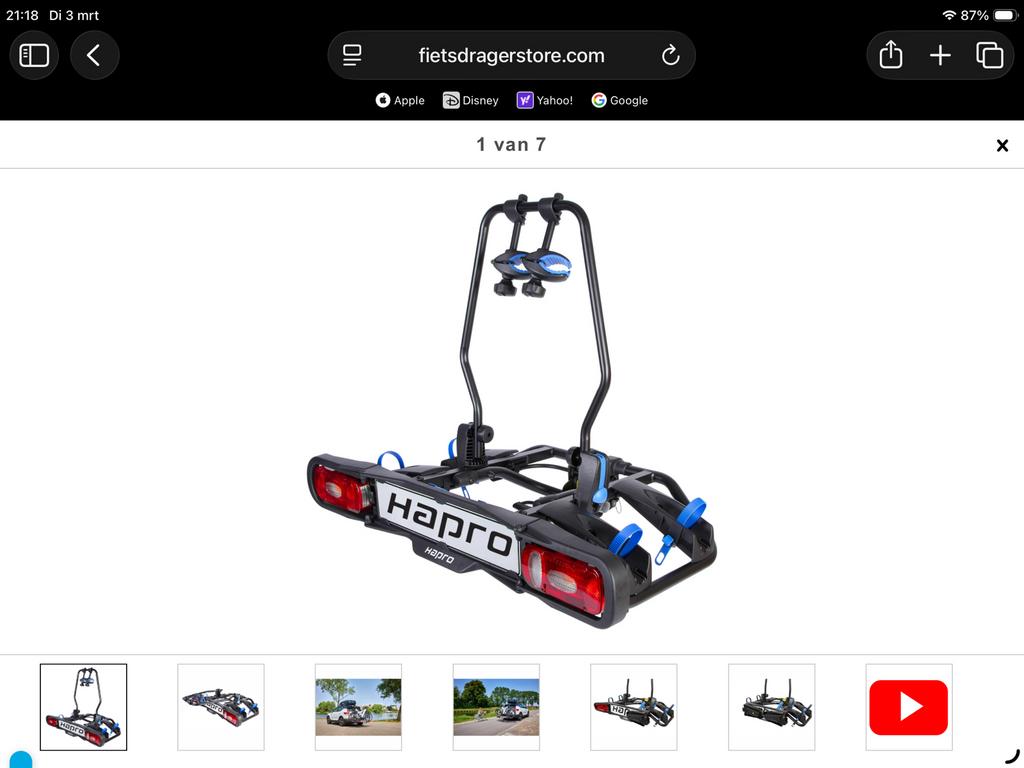 Hapro Atlas 2 Premium fietsendrager voor 2 fietsen, Ophalen of Verzenden, 2 fietsen, Gebruikt, Trekhaakdrager