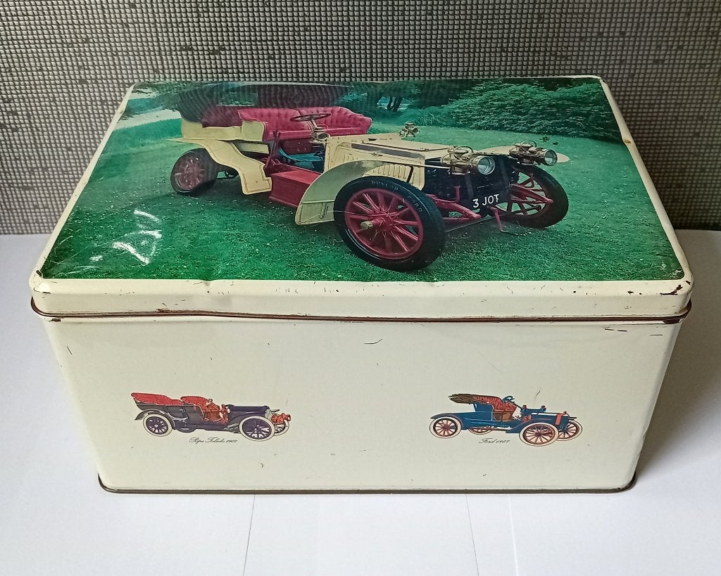 vintage blikken doos packard, Verzamelen, Blikken, Verzenden, Gebruikt, Overige