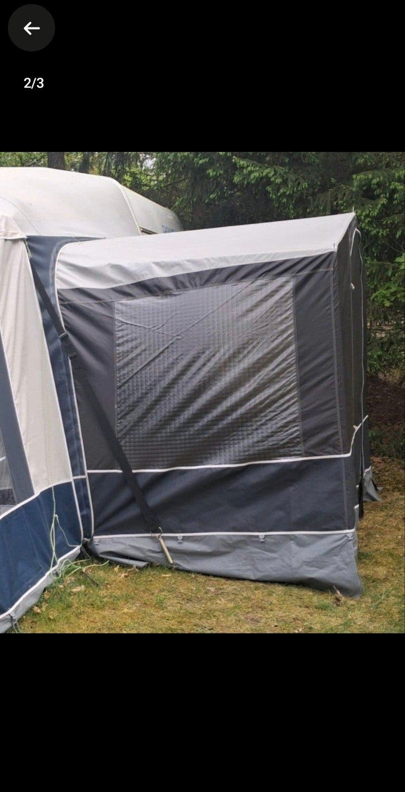 uitbouw erker tent, grijs stalen stokken, Caravans en Kamperen, Caravan accessoires, Ophalen, Gebruikt