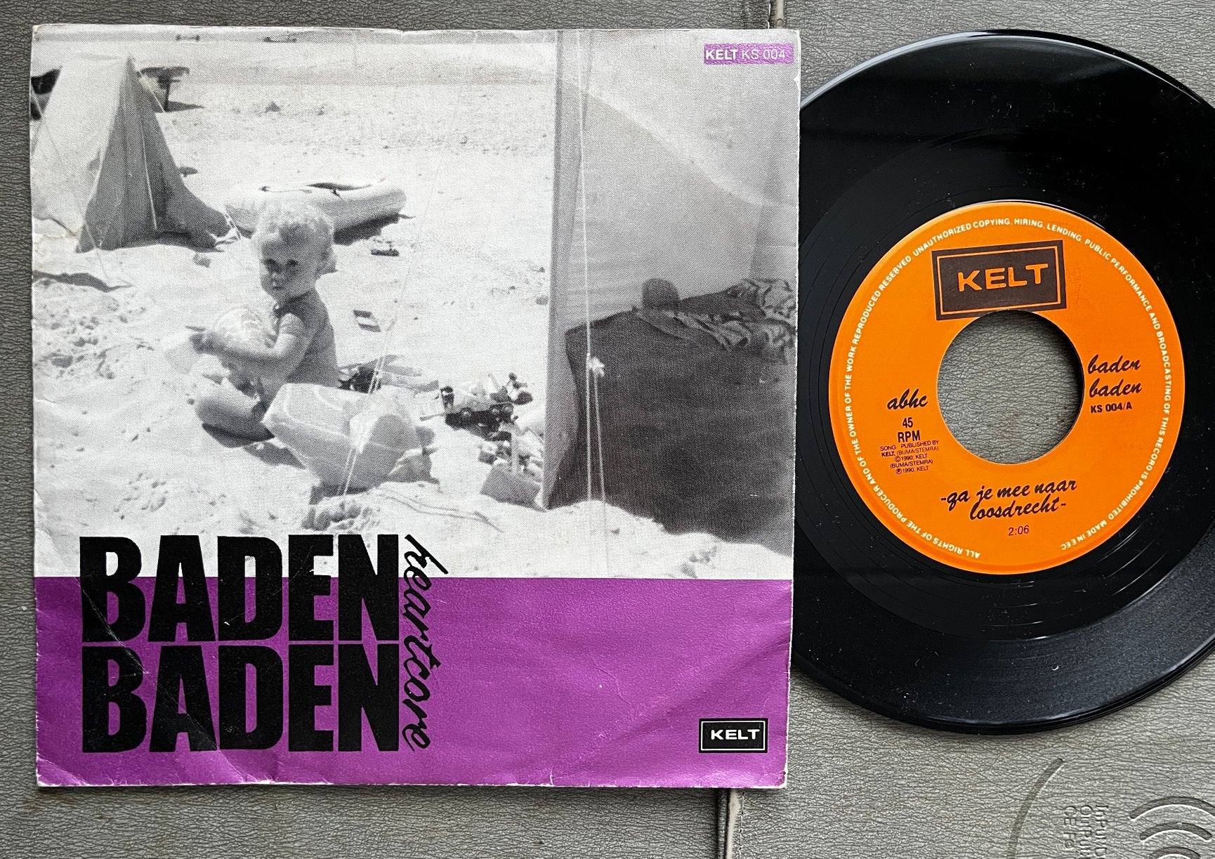 Baden Baden - Ga je mee naar Loosdrecht  7” NL 1990 KELT, Cd's en Dvd's, Vinyl Singles, Gebruikt, 7 inch, Ophalen of Verzenden