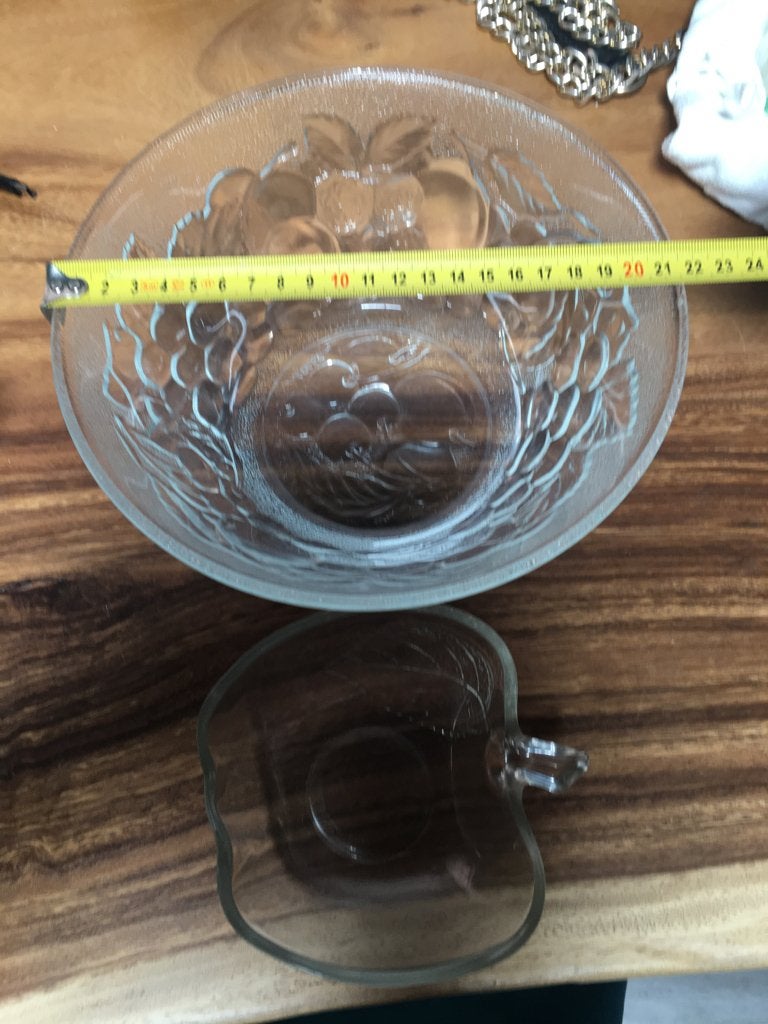 Glazen schaal met schaaltje glas thema fruit, Ophalen of Verzenden, Overige stijlen, Glas, Schaal of Schalen
