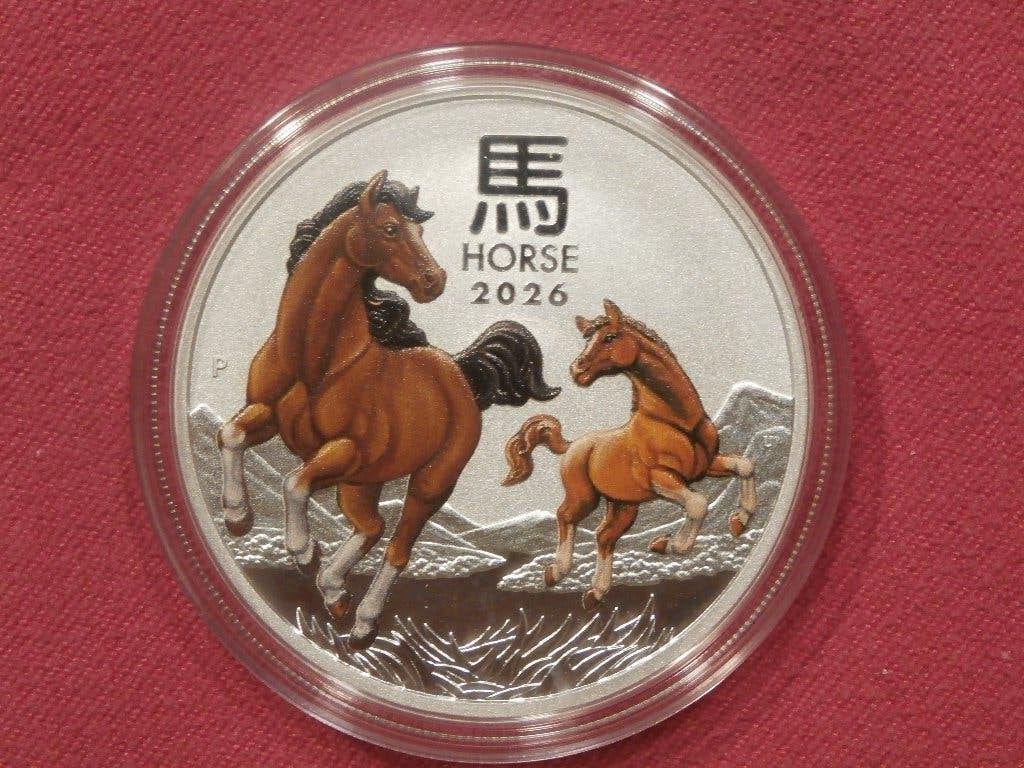 ONE OUNCE LUNAR lll. 2026 HORSE COLOR., Ophalen of Verzenden, Zilver