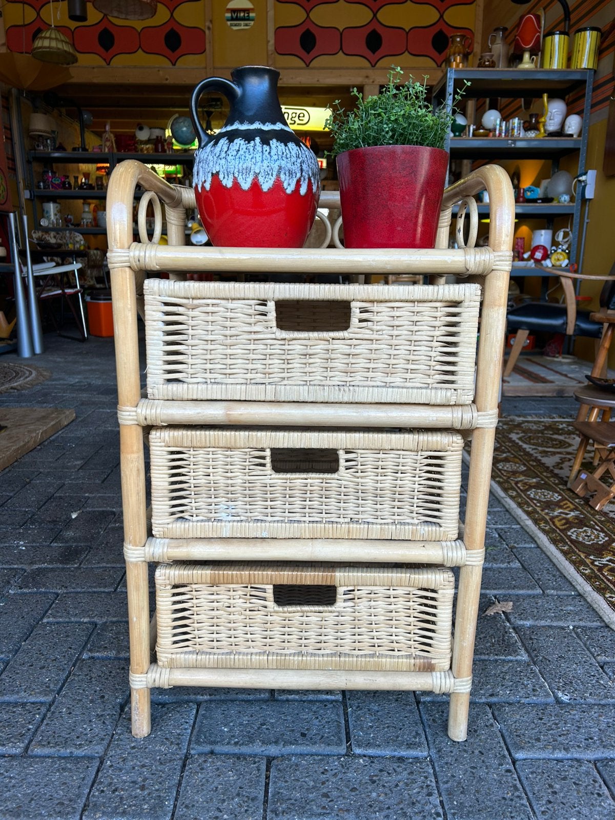Vintage jaren 80 rotan/ rieten ladekast, Ophalen, Vintage, ?, Zo goed als nieuw