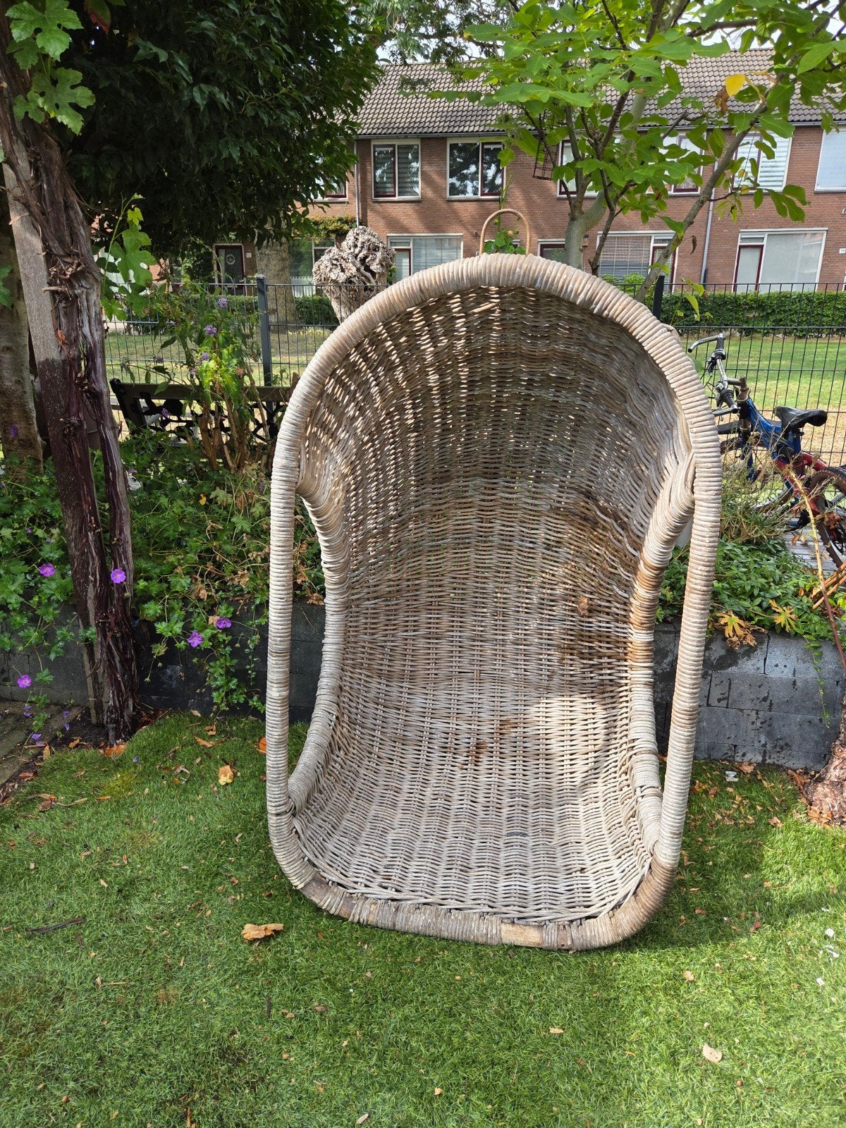 rotan/rieten hangstoel, Tuin en Terras, Ophalen, Gebruikt, Rotan